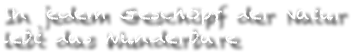 In jedem Gesch&ouml;pf der Natur lebt das Wunderbare